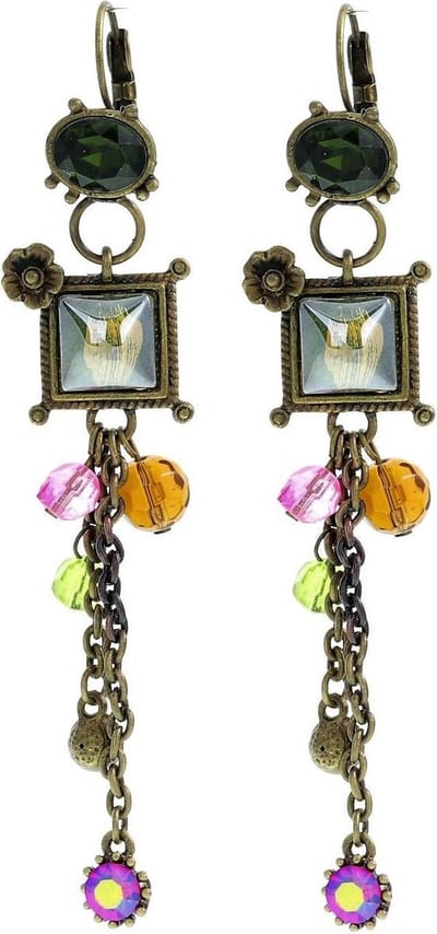Behave Oorbel hanger vintage goud kleur met stenen 8 cm