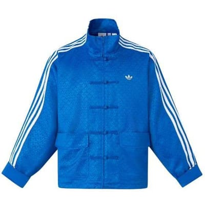 Adidas Originals SS24 Chinese Stijl Knoop Streep Retro Sport Stand Kraag Casual Lange Mouw Jas Unisex Jas Blauw JC9263 S blue