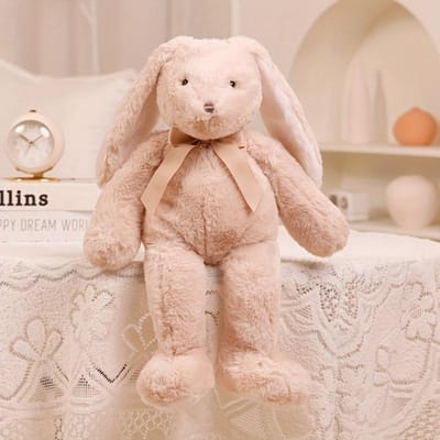 Lapin de Pâques Peluches Lapin Doux Animal en Peluche Lapin à Longues Oreilles pour Enfants Poupée d'Accompagnement Cadeau d'Anniversaire Accessoires Po 30cm-11.8inch beige