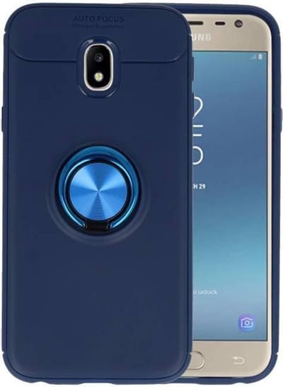 Softcase Telefoonhoesje - Geschikt voor Samsung Galaxy J3 2017 Hoesje met Ring Houder Navy
