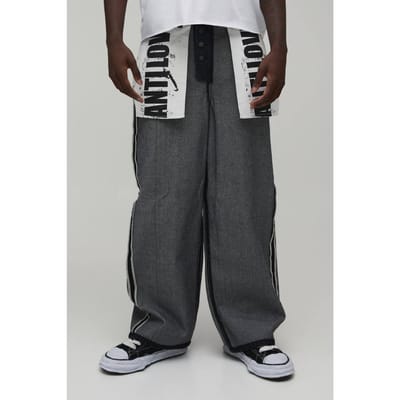 Baggy Jeans Met Omgekeerd Grafisch Zakontwerp | Washed Black | Size 32R