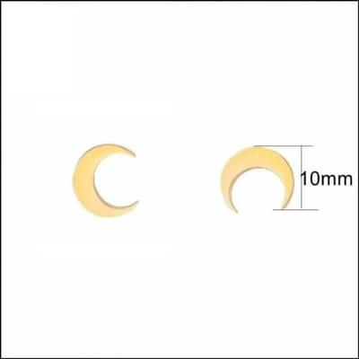 Aramat Jewels | Oorbellen | RVS Maan Oorbellen - Trendy Moon Studs | Goudkleur-10mm | Staal | Kinderen, Volwassenen | Verkleurd niet