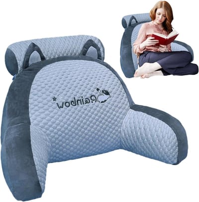 Leeskussen Rugsteun - Leesbegeleider Bedkussen - Comfortabel Zitten - Afneembare hoes - 70x50cm - Grijs
