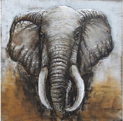 Metalen 3D schilderij, Metal - Art, Olifant