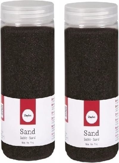 Rayher hobby Fijn decoratie zand korrels - 2x - zwart - 475 ml - zandkorrels - knutselmateriaal - 0.1 tot 0.5 mm