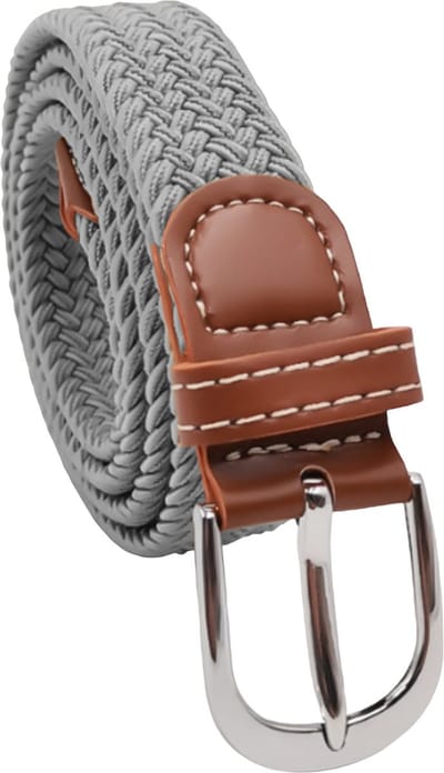 Fako Fashion - Elastische Gevlochten Riem Smal - Smalle Damesriem - Herenriem - Ceintuur - Canvas - Elastisch - Gevlochten - 105cm - 25mm - Lichtgrijs