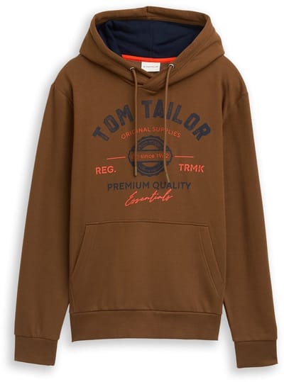 Tom Tailor - Hoodie-sweatshirt met logoprint - Maat M - dark palm