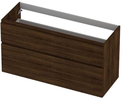 INK - Onderkast 2 Laden Greeploos Hout Decor met Houten Keerlijst A-symmetrisch - 1200x450x650 Mm - Koper Eiken