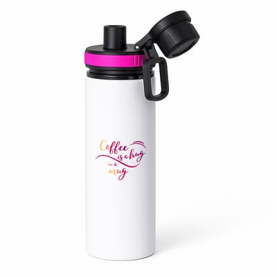 Hacebo® - Coffee is a hug, I am a mug waterfles met draaidop roze - Koffie - iemand die houdt van koffie - koffie liefhebbers - quote - verjaardagscadeau - cadeau - kado - gift - geschenk - verrassing - water fles - 850ML