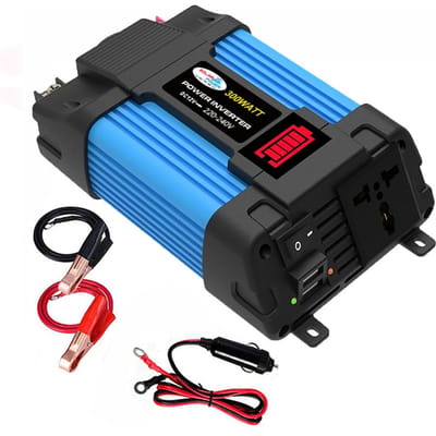 500W omvormer DC 12V naar AC 110V autoladerconverter met dubbele USB-poorten 8 veiligheidsbescherming 300-220 blue