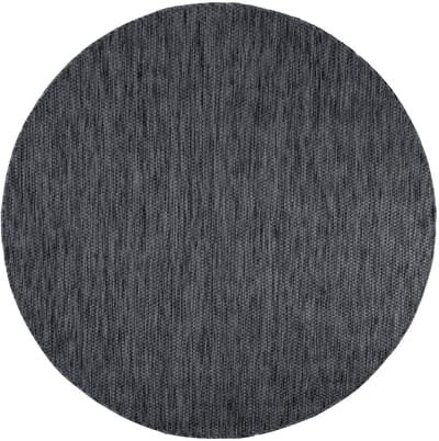 Flycarpets Veniro Effen Binnen en Buitenkleed Antraciet - 80 cm rond - Laagpolig Vloerkleed Buiten - Tuinkleed / Tuintapijt