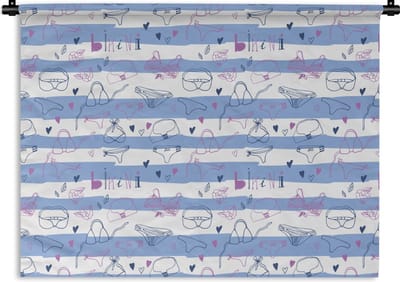 Wandkleed - Wanddoek - Bikini - Zomer - Patronen - 120x90 cm - Wandtapijt