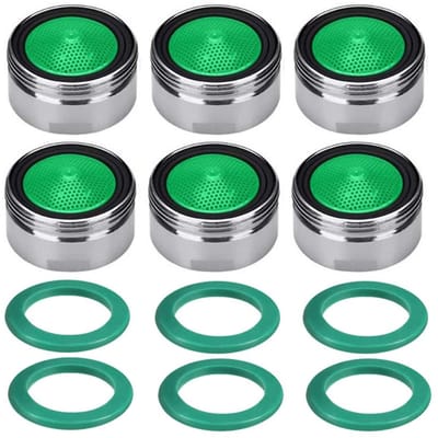 Dailygoods- Kraanbeluchter 6 Stuks - Waterbesparende Kraankop - Verchroomd Messing - Diameter 24 mm - Hoogte 13 mm - ABS Materiaal - Waterbesparende Kraan
