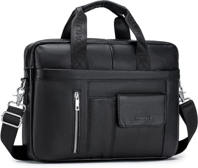 Leren 15.6 inch Laptoptas voor Mannen - Grote Vintage Schoudertas voor Zaken, A4 Documenten en Reizen - Duurzame Messenger Bag als Cadeau voor Kantoor en College