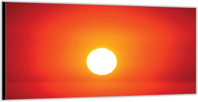 KuijsFotoprint - Schilderij - Ondergaande Zon Met Bergtoppen - Oranje - 100 X 200 Cm