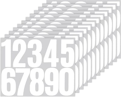12 Vellen - Brievenbusstickers - Cijfer stickers - Stickervellen Set - Wit - 21*16.8cm - Vinyl - Geschikt voor binnen en buiten - Huisnummer - Zelfklevend - Voor brievenbus, borden, huisnummers