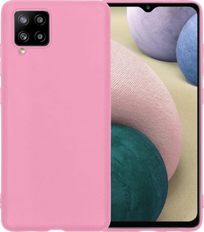 Hoesje - Geschikt voor Samsung Galaxy A12 - Sterk & Shockproof - Siliconen Case - Hoes Cover - Telefoonhoes - Lichtroze