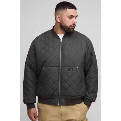 Plus Gewatteerde Carpenter Pocket Regular Fit Bomberjas | Khaki | Size 2XL