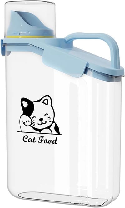 Droogvoeropslag voor Katten - Luchtdichte Voedselcontainer van 2.8L met Maatbeker, Transparant en Draagbaar, BPA-vrij en Ideaal voor Huisdieren
