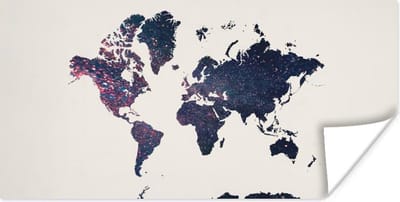 Muurdecoratie - Wereldkaart - Sterren - Ruimte - 80x40 cm - Poster