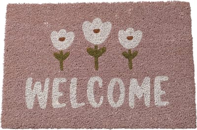 Boltze deurmat Gardenlove Welcome roze en wit 60 x 40 cm