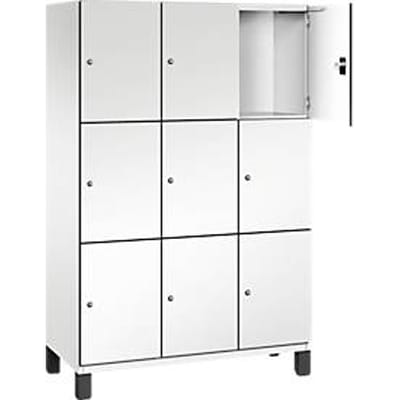C+P Cambio lockerkast, 3 vakken, 9 vakken, op poten, B 1200 x D 525 x H 1980 mm, verkeerswit/wit