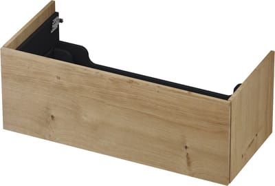 INK wastafelonderkast 1 lade greeploos push to open echt hout 100x45x38cm, fineer ash grey