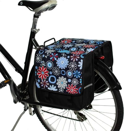 SAVI® Fietstassen met Bloemen - Voor Achterfietsdragers - Fietstassen Dubbel Waterdicht – Zwart - 13cm x 32cm x 32cm