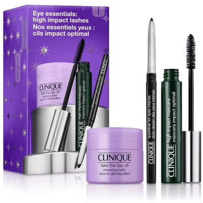 Clinique Eye Essentials High Impact Lashes Mascara Gift 3-Set Mascara + Quickliner™ For Eyes + Take The Day Off™ Cleansing Balm 15 ml