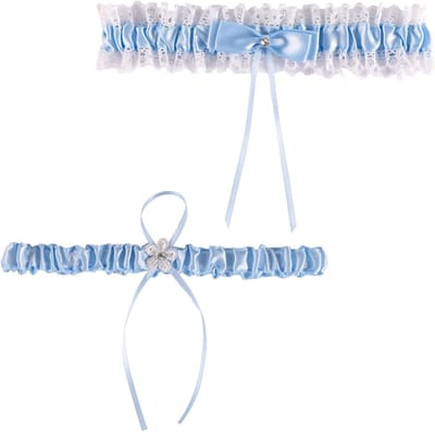 2 Stuks Bruids Kousenbanden, Elastische Blauwe Kant Kousen voor Bruiden en Feestjes, Bruiloft Accessoires voor Dames en Meisjes