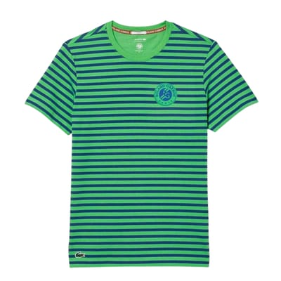 Lacoste Unisex volwassen Roland Garros Editie Gestreept T-Shirt (Blauw)