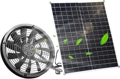 Ventilator op Zonne-energie - Zonnepaneel Ventilator - Lucht Circuleren - Hoog Rendement Paneel - 20W - Zwart