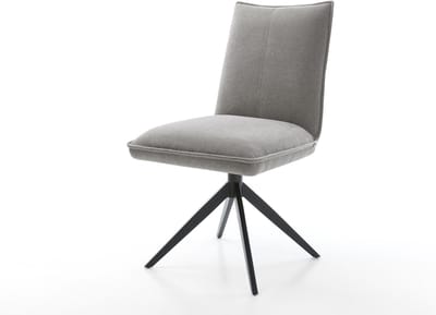 Eetkamerstoel Lelio-Flex kruisframe breed zwart zachte stof met structuur grijs 360° draaibaar rocker-functie pocketveer kern