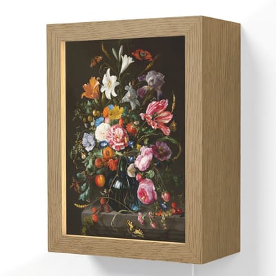 Wandlamp 15x20 cm - Oplaadbaar - Oude meesters - Kunst - Vaas met bloemen - Jan Davidsz de Heem - Wandlampen binnen woonkamer - Slaapkamer lamp met kabel - Decoratieve nachtlamp - Vloerlamp snoer