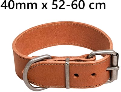Animal Boulevard Ab30566 - Hals- En Leibanden - Hond - Ab Waxed Leather Halsband Cognac-40mmx52-60cm - Maat: 40mmx52-60cm