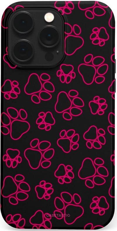 Casetastic Hoesje Geschikt voor Apple iPhone 14 Pro Max Magsafe - Stijlvolle Beschermende Duo-layer Case - Neon pootjes