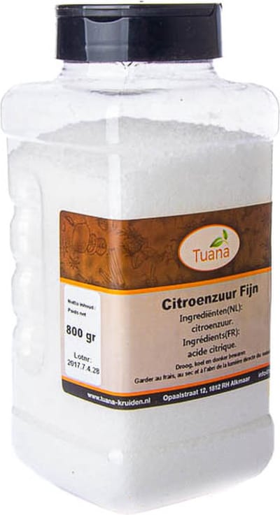 Tuana Kruiden - Citroenzuur Fijn - Strooibus 800 Gram - GP-C-0005