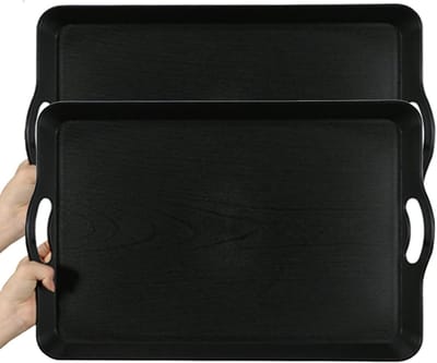 dienblad, high-end mengtray voor essentiële oliën, product thee beker, thuis creatieve plastic ontbijt dienblad, fruitbak,zwart,51.5CM