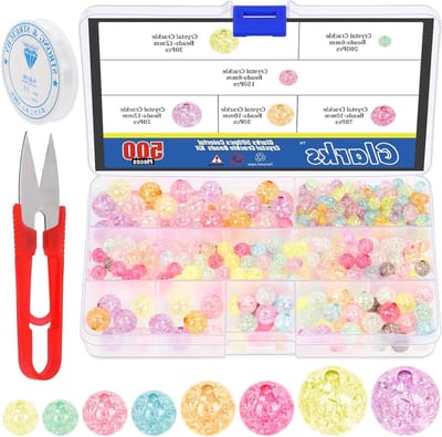 Kleurige Acryl Kralen met Elastisch Draad en Schaar Set voor Sieraden Maken, 6mm tot 12mm, Perfect voor Armbanden en Kettingen