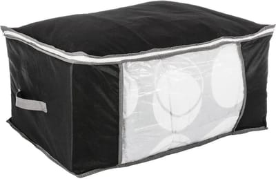 5Five Opberghoes/beschermhoes voor dekbedden/kussens - zwart/grijs - 60 x 45 x 30 cm - met rits