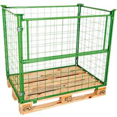 Stapelframe, voor europallets, laadvermogen tot 800 kg, openingsklep, stapelbaar, L 1200 x B 800 x H 1000 mm, staal, may green RAL 6017