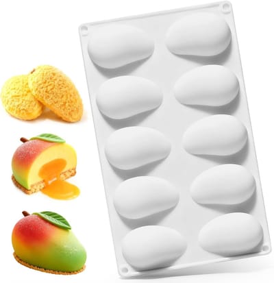 Mango vorm silicone mal met 10 gaten voor 3D fruit desserts, brownies, cake en mousses maken