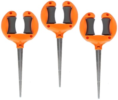 3-delige tuinslanggeleider voor buiten - 27 cm roestvrij ABS en metalen tuinslanggeleider, rolbare tuinslangsteun, tuinslanggeleiderpinnen, tuinslangaccessoires - Oranje