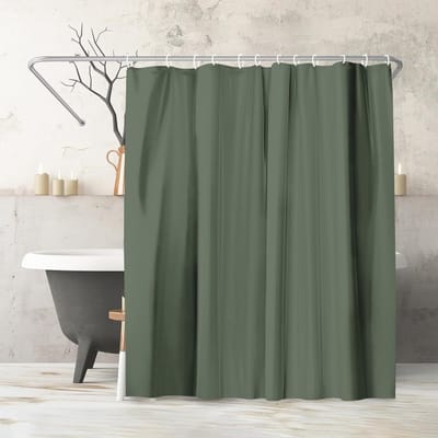 Famanu – Douchegordijn 180 x 200 cm waterbestendig – polyester met metalen ringen + 12 haken (groen)