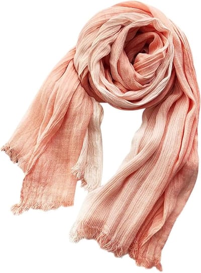 Linnen Sjaal - Unisex - Linnen Gestreepte Lange Sjaal - Zachte en Lichte Sjaal - Reis Zonnebrandcrème Sjaal - Airco Kamer Sjaal - 75X190CM - 1 Stuk - roze