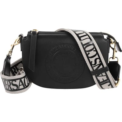 Versace Jeans Couture Logo Reliëf Rits Crossbody Tas Medium Dames tassen Zwart 74VA4BV1-ZS412-899 Basic Set (Bag+Dust Bag) black
