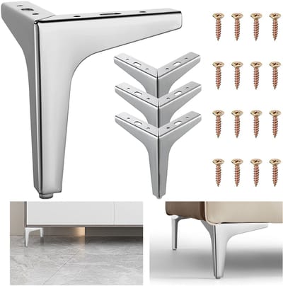 MIVRAY Bankpoten - Driepoot Meubelpootjes Voor Sofa En Tafel, Metalen Meubelpootjes Met Anti-Slip, Draagkracht 800 kg, Eenvoudige Installatie, Metaal, Zilver, 15 cm