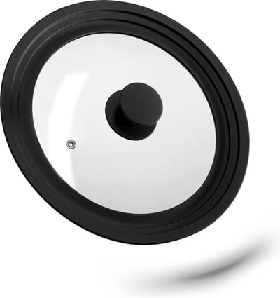 glazen deksel - voor pannen van Ø 22 - 26 cm - vaatwasserbestendig - siliconen rand - zwart