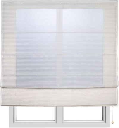 Storesdeco - Vouwgordijn met stokken, textiel doorschijnend rolgordijn met strepen Wit 90x175 cm