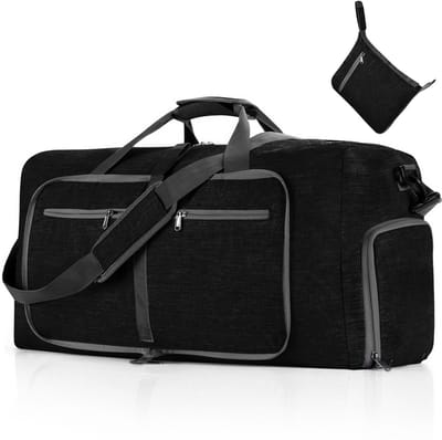 Reistas - Reistas voor dames en heren - 65L weekendtas - Handbagage voor in het vliegtuig - Lichtgewicht reistas voor ruimbagage - Reistas met schoenenvak - Reistas voor weekendtrips, lente-uitjes, sport en fitness - Zwart